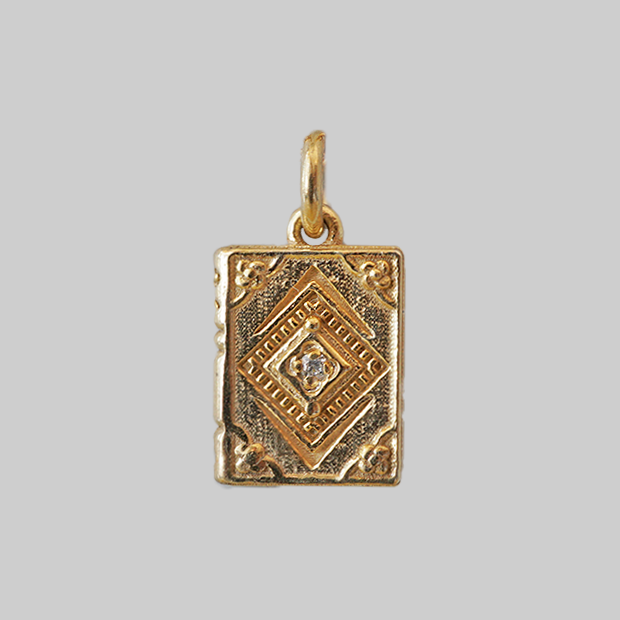 Next Chapter, solid gold book charm