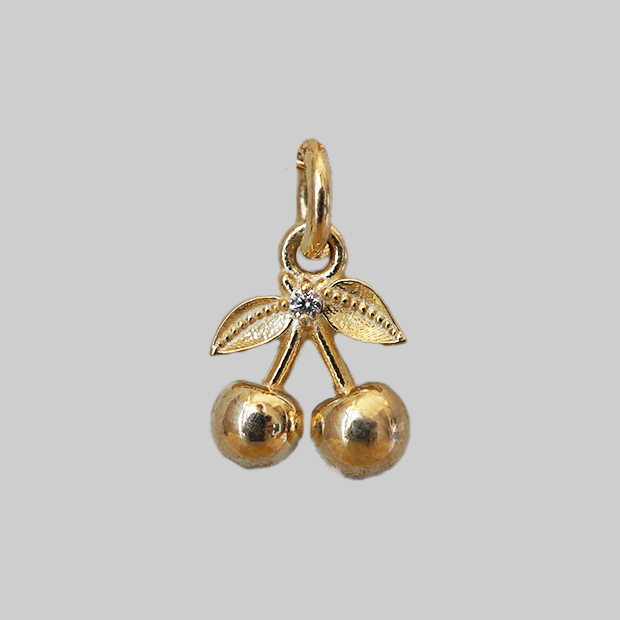 Cherry on Top, solid gold cherry charm