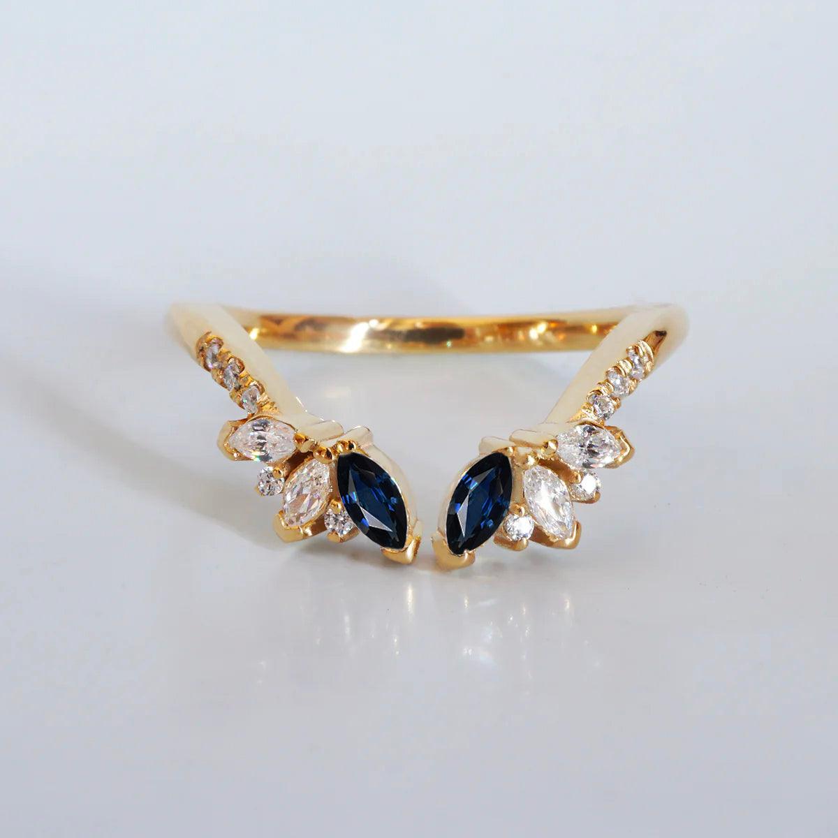 14K and 18K Sapphire Divine Wing Ring - Tippy Taste Jewelry