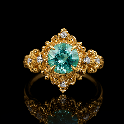 One Of A Kind: Meridian Reef Paraiba Tourmaline Diamond Ring in 14K and 18K Gold
