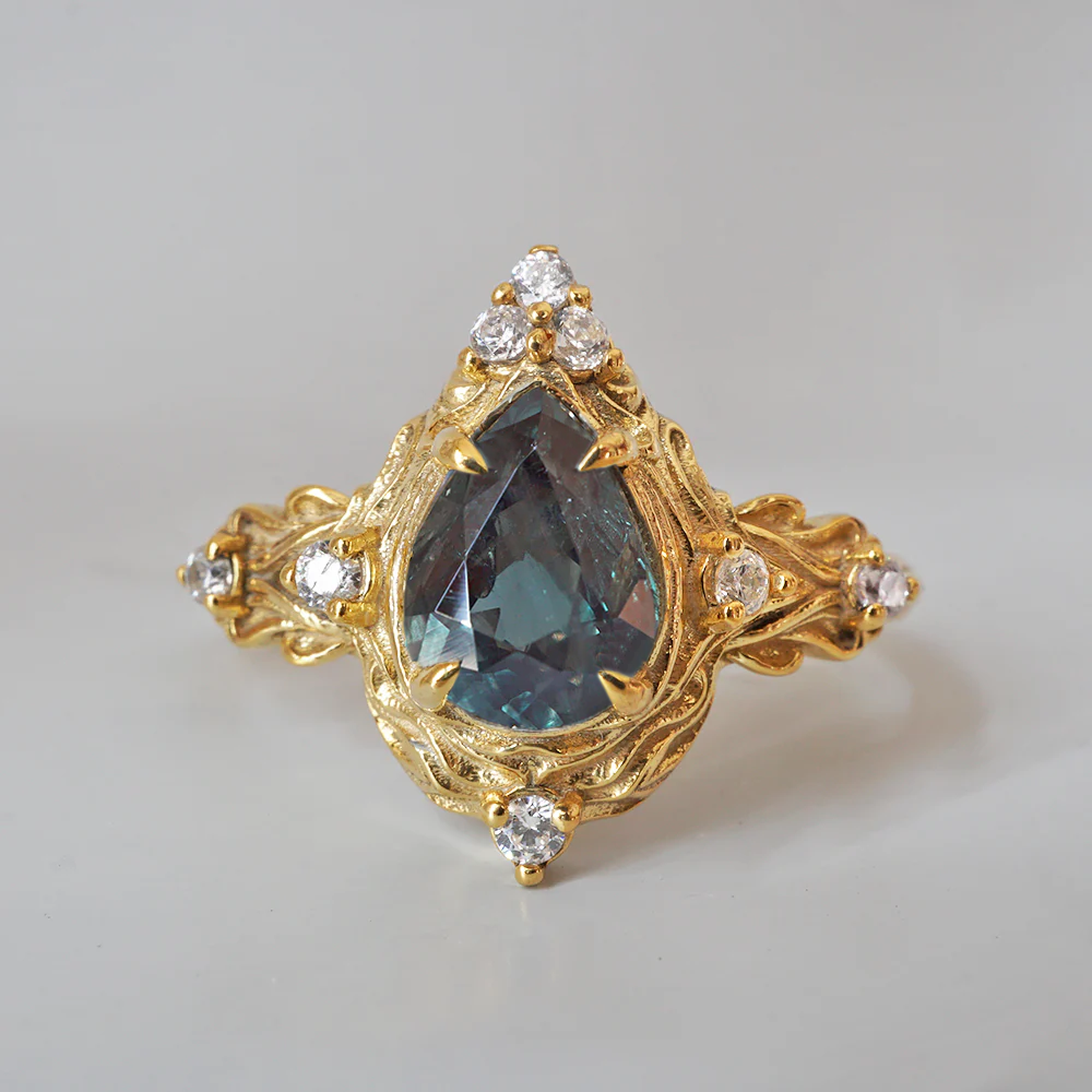 One Of A Kind: Alexandrite Nature Ring in 14K and 18K Gold