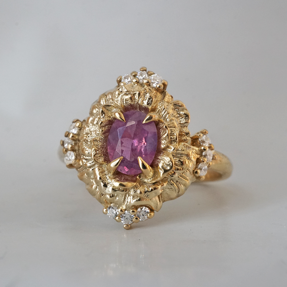 Purple Sapphire Serenade Rose Ring in 14K and 18K Gold