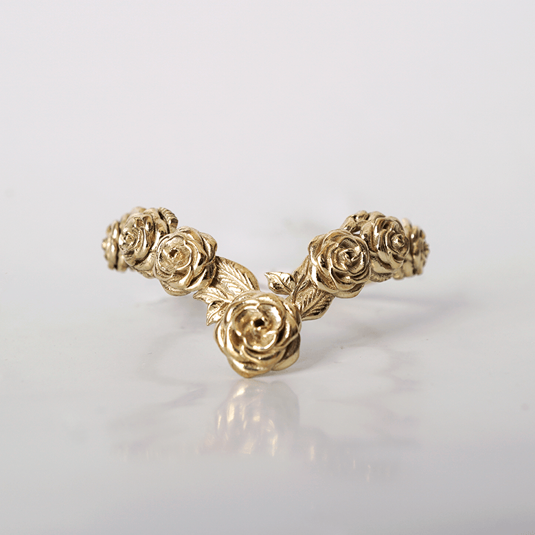 Rose V Shape Ring in 14K and 18K Gold - Tippy Taste Jewelry