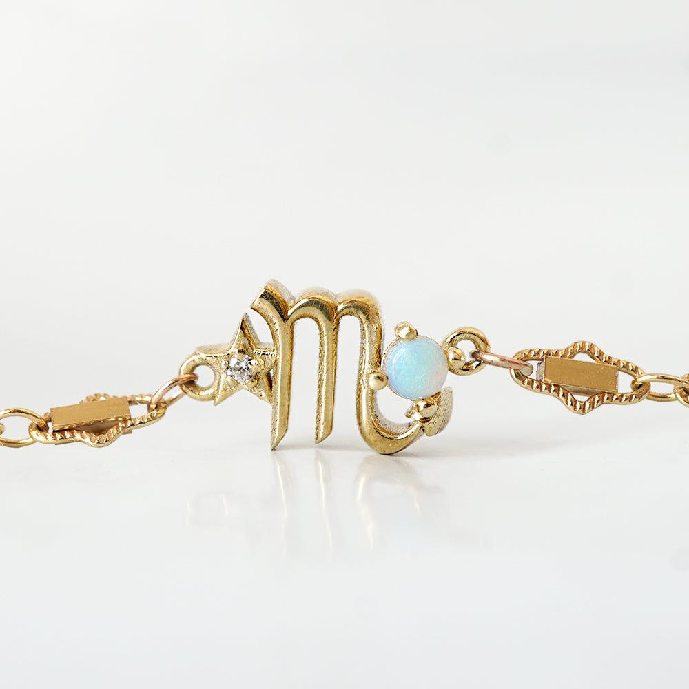 14K Scorpio Horoscope Birthstone Bracelet (Opal + Citrine) - Tippy Taste Jewelry