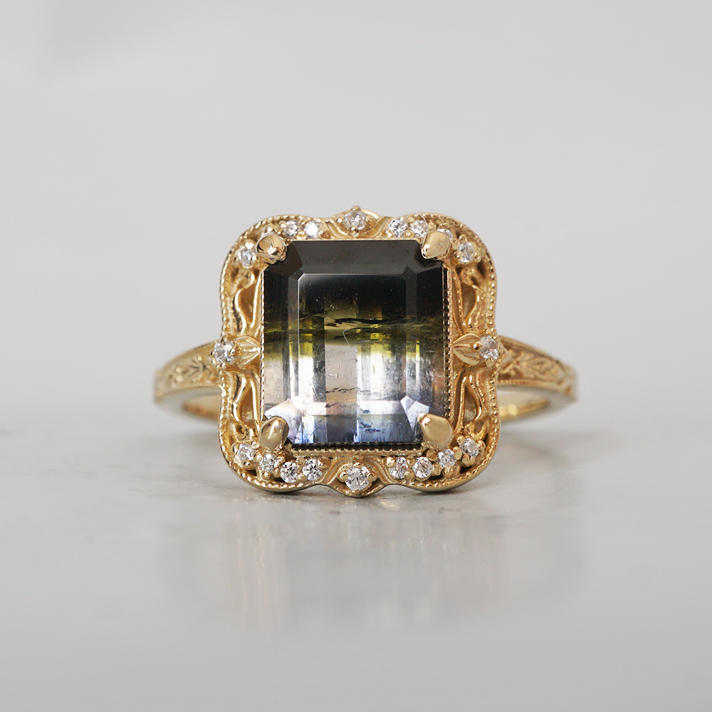One Of A Kind: Noctiara Tricolor Tourmaline Ring in 14K and