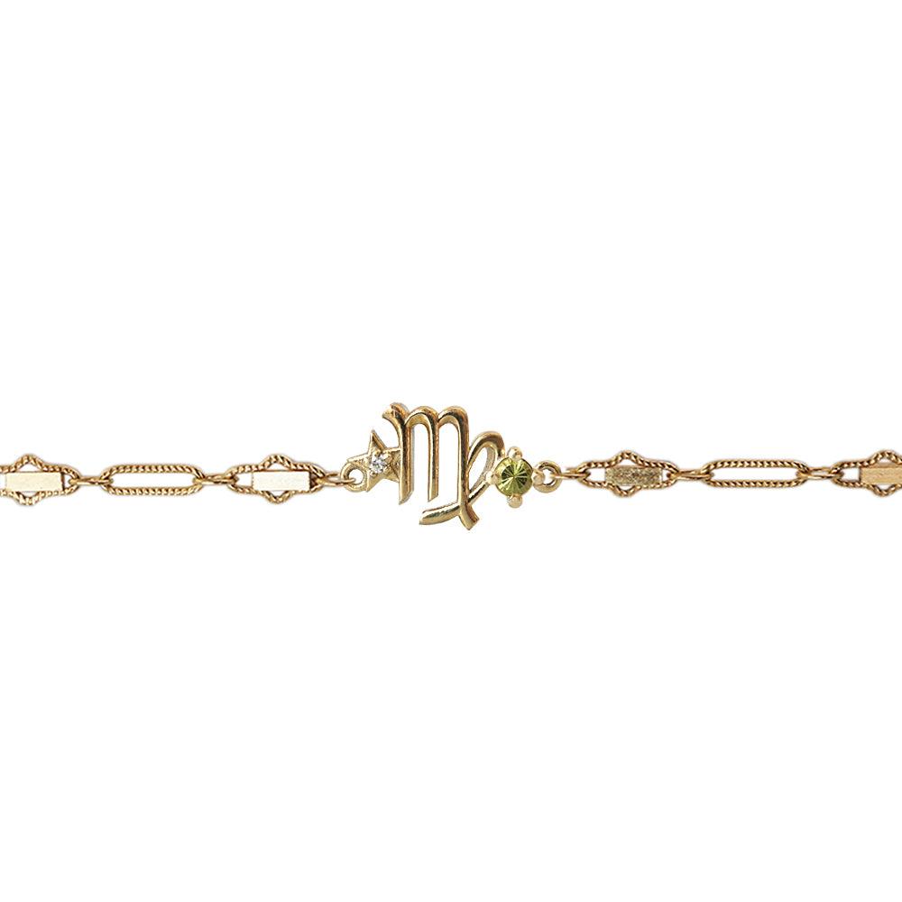 14K Virgo Horoscope Birthstone Bracelet (Sapphire + Peridot) - Tippy Taste Jewelry