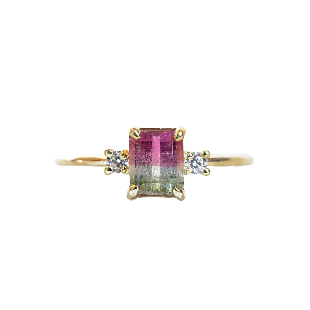 Limited Edition: Cinderella Watermelon Tourmaline Diamond Ring - Main Image
