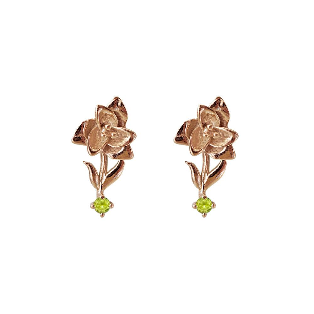 14K August Gladiolus Birth Flower Earrings - Tippy Taste Jewelry