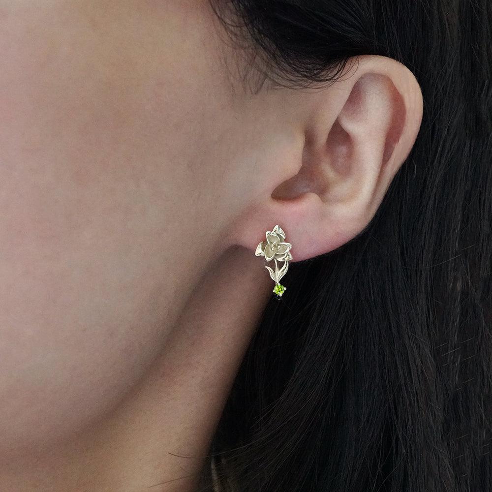 14K August Gladiolus Birth Flower Earrings - Tippy Taste Jewelry