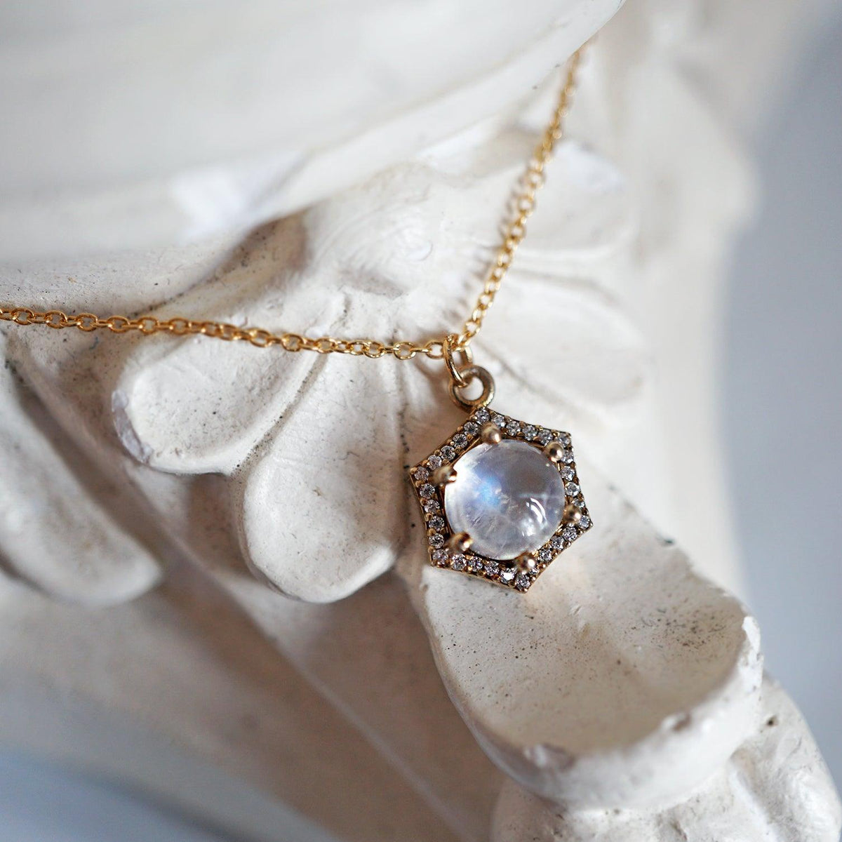 Moonstone Hexagon Interstellar Necklace - Tippy Taste Jewelry