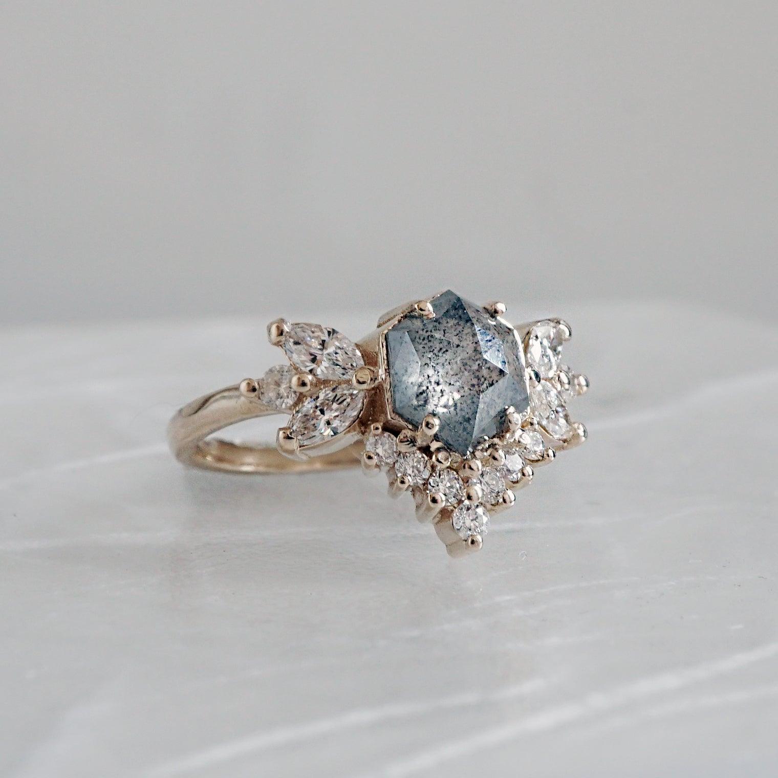 Affordable salt and pepper diamond engagement ring Clearance
