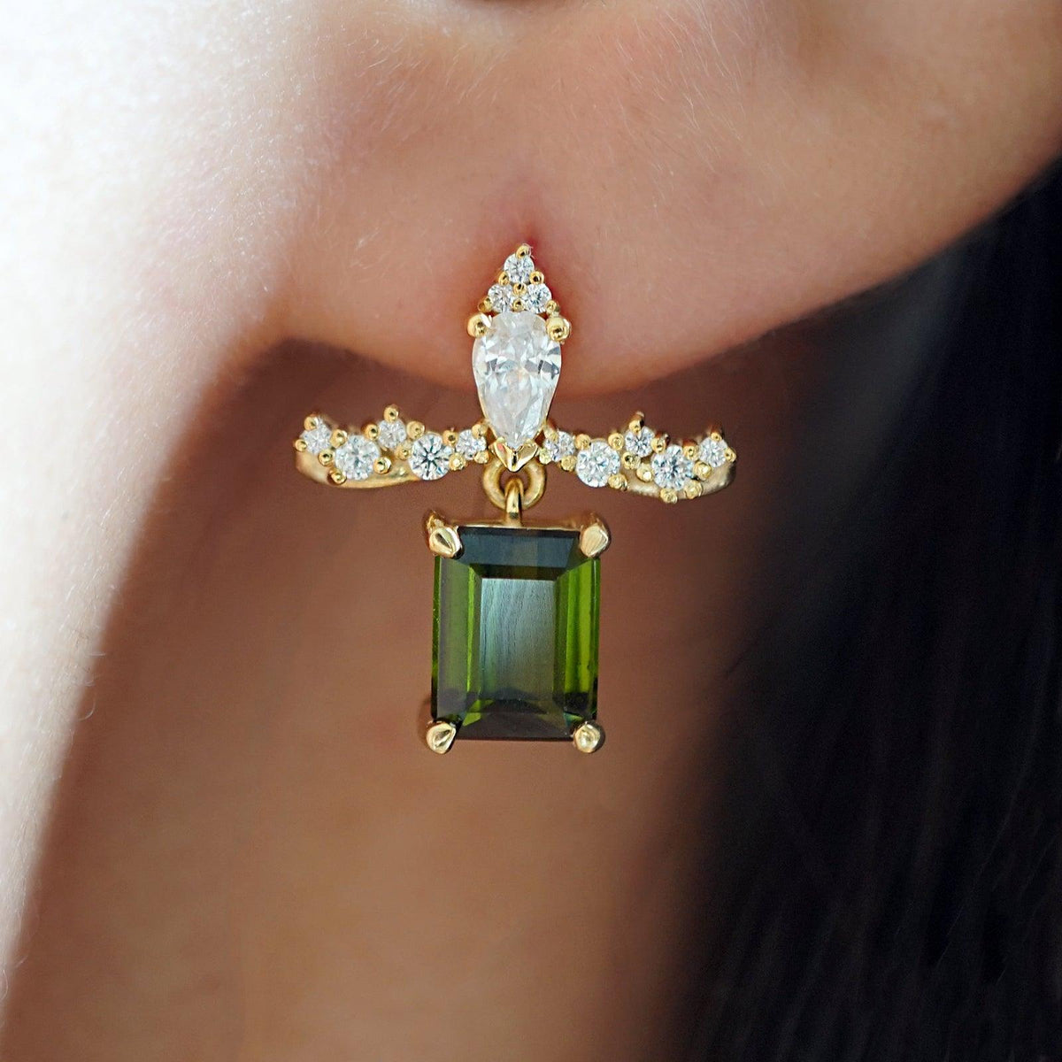 14K Green Tourmaline Florence Earrings - Tippy Taste Jewelry