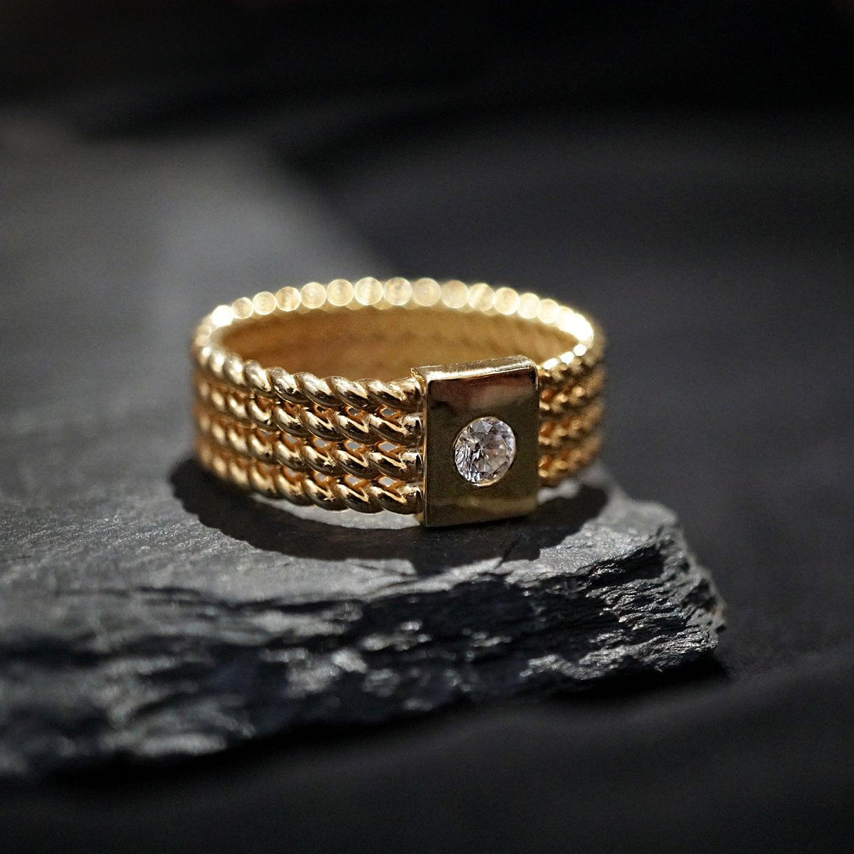 14K Rope Diamond Ring, 7mm - Tippy Taste Jewelry