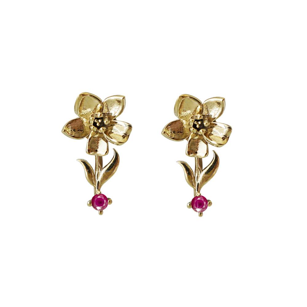 lily flower earrings July Birth Flower Earrings – Water Lily with Ruby Birthstone