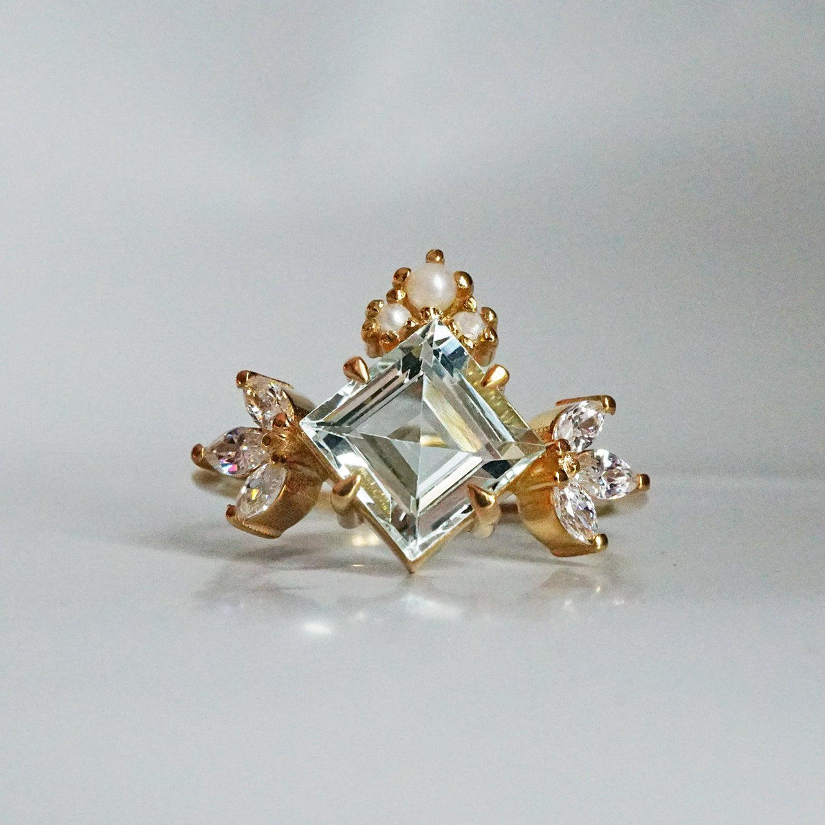 Aquamarine pearl ring - tippy taste jewelry