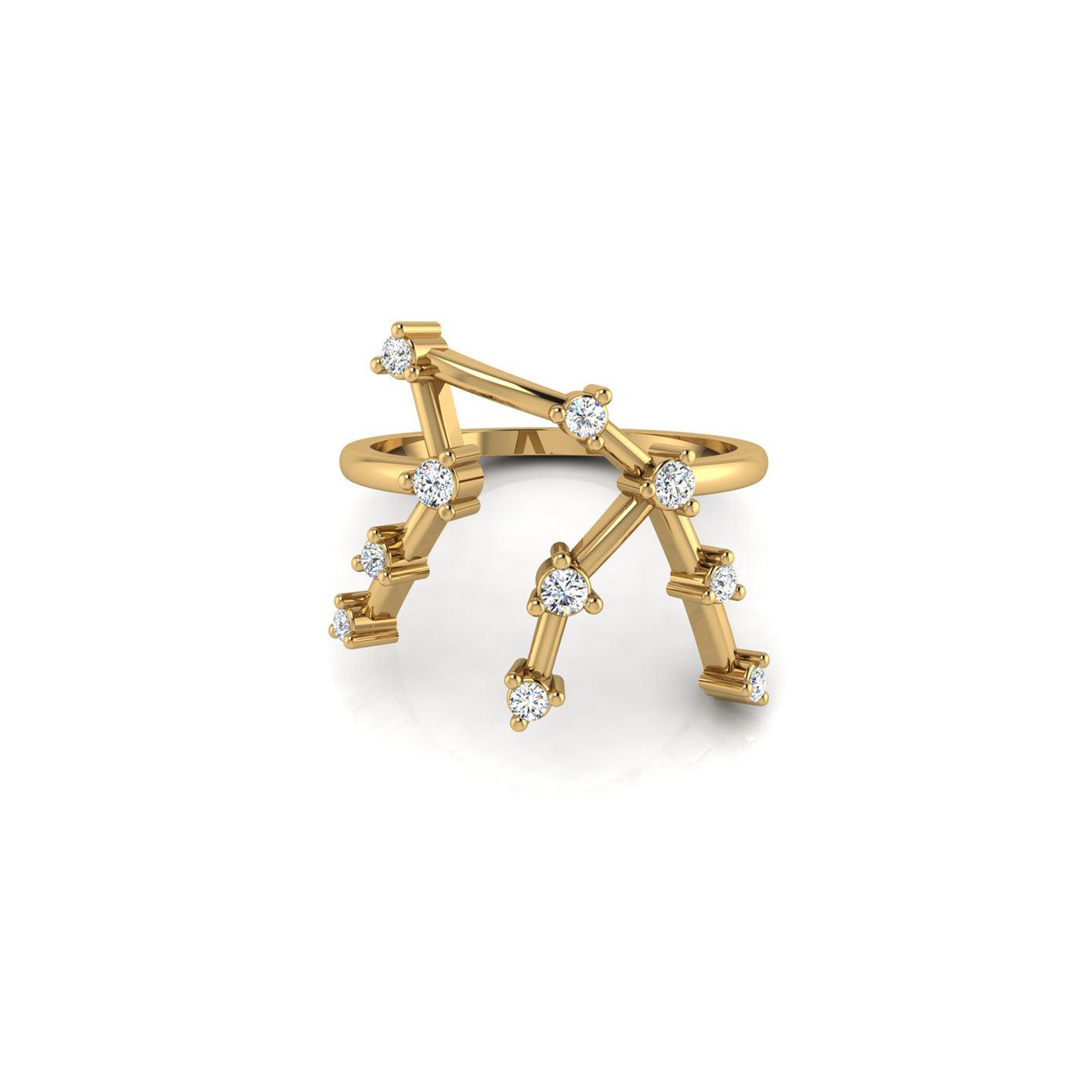 Aquarius Ring- Eriness Jewelry Aquarius Gold Adjustable Zodiac Sign Constellation Stainless Steel Ring main image 1