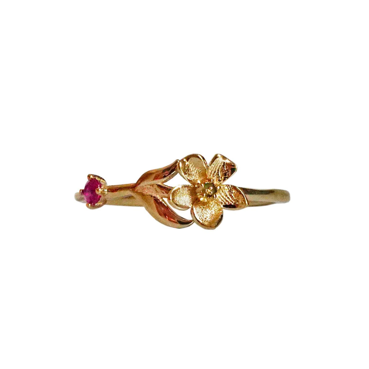 July birth flower ring in yellow gold