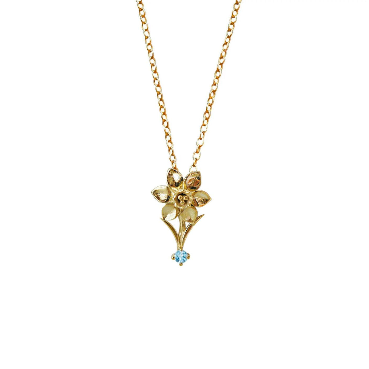 14K March Daffodil Birth Flower Necklace - Tippy Taste Jewelry