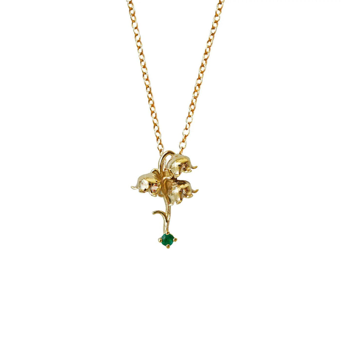 14K May Lily Birth Flower Necklace - Tippy Taste Jewelry