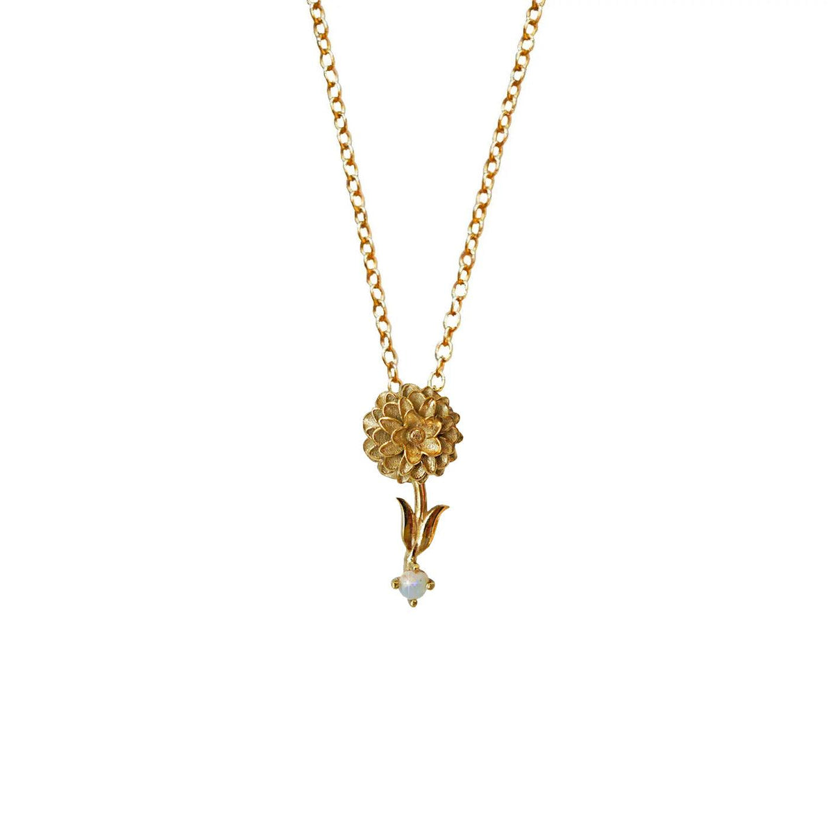 14K October Marigold Birth Flower Necklace - Tippy Taste Jewelry