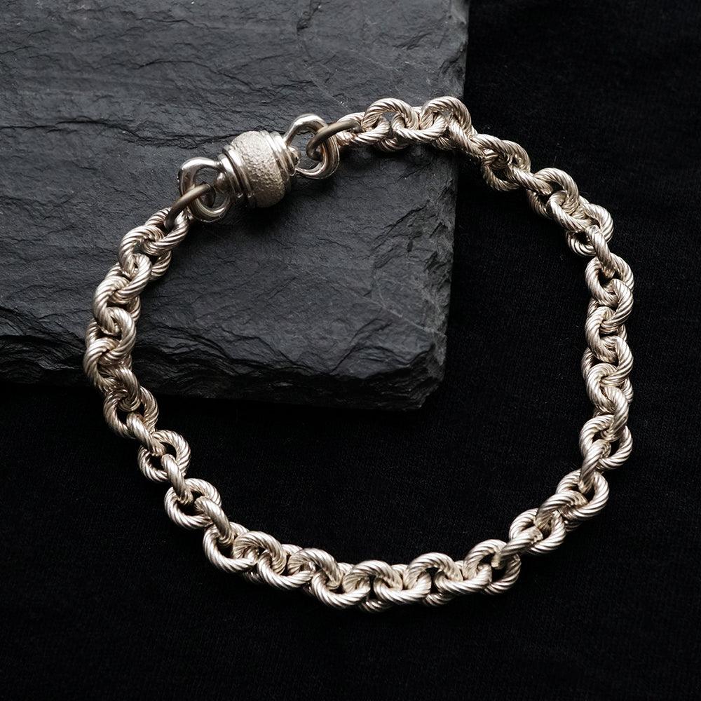 Sterling Silver Sailor Cable Twist Bracelet – Nautical Rope Design