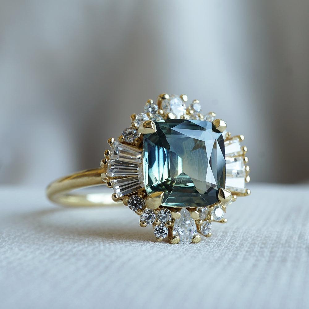 One Of A Kind: Parti Sapphire Diamond Ballerina Ring in 14K and 18K Gold, 2.03ct - Tippy Taste Jewelry