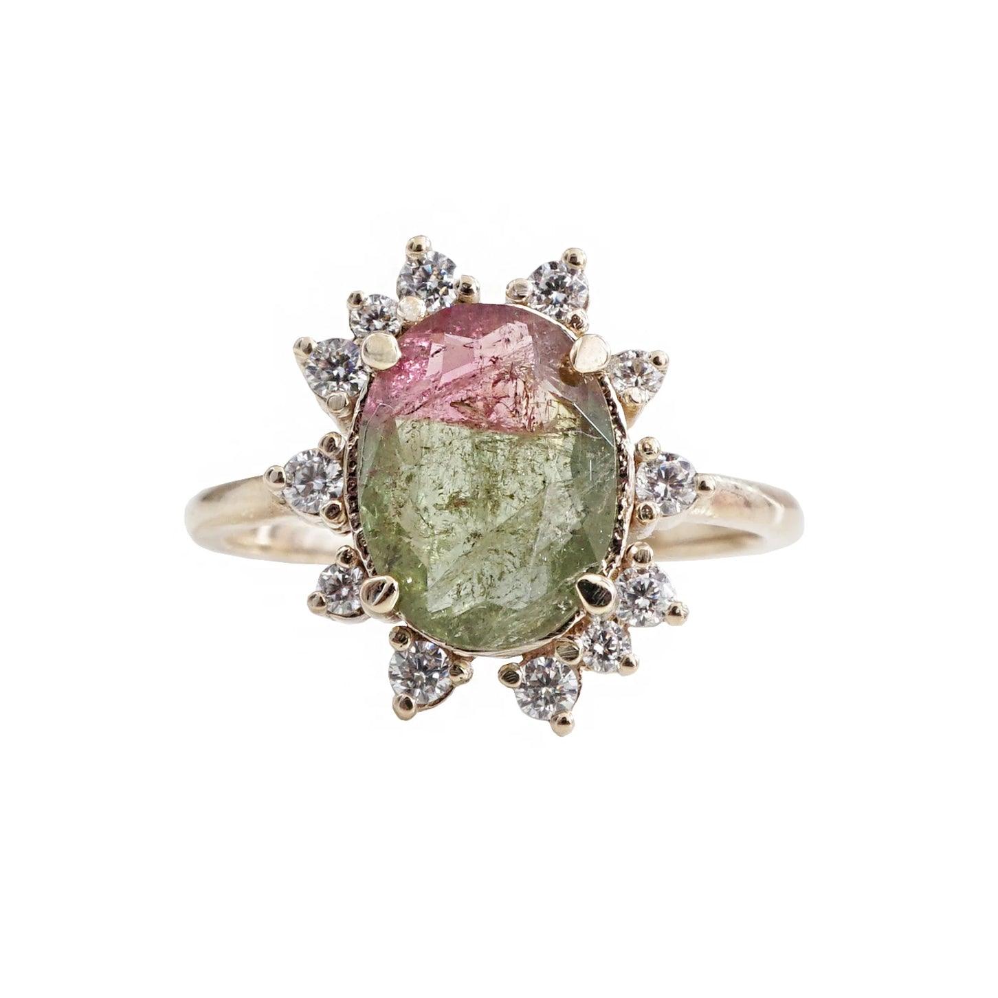 One Of A Kind: Watermelon Tourmaline Diamond Ring in 14K and 18K Gold