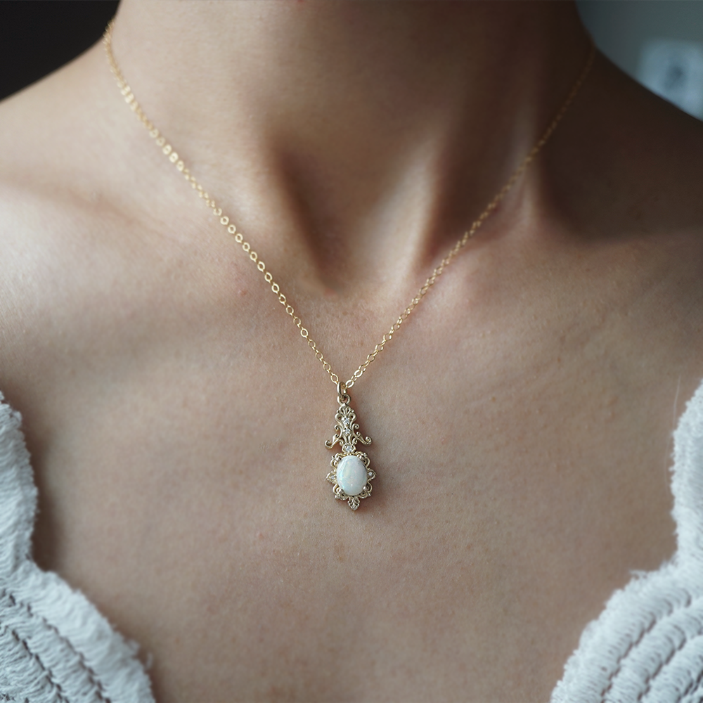 Belle Époque Opal Necklace in 14K and 18K Gold