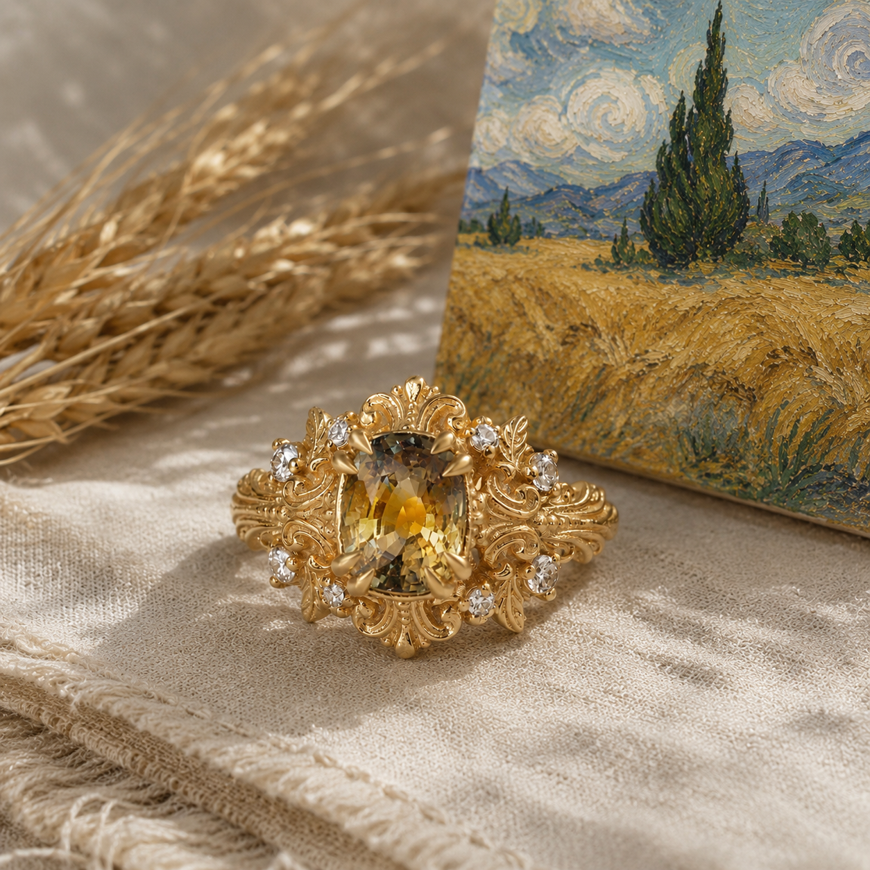 One Of A Kind: Bicolor Sapphire Starlight Harvest Ring in 14K and 18K Gold