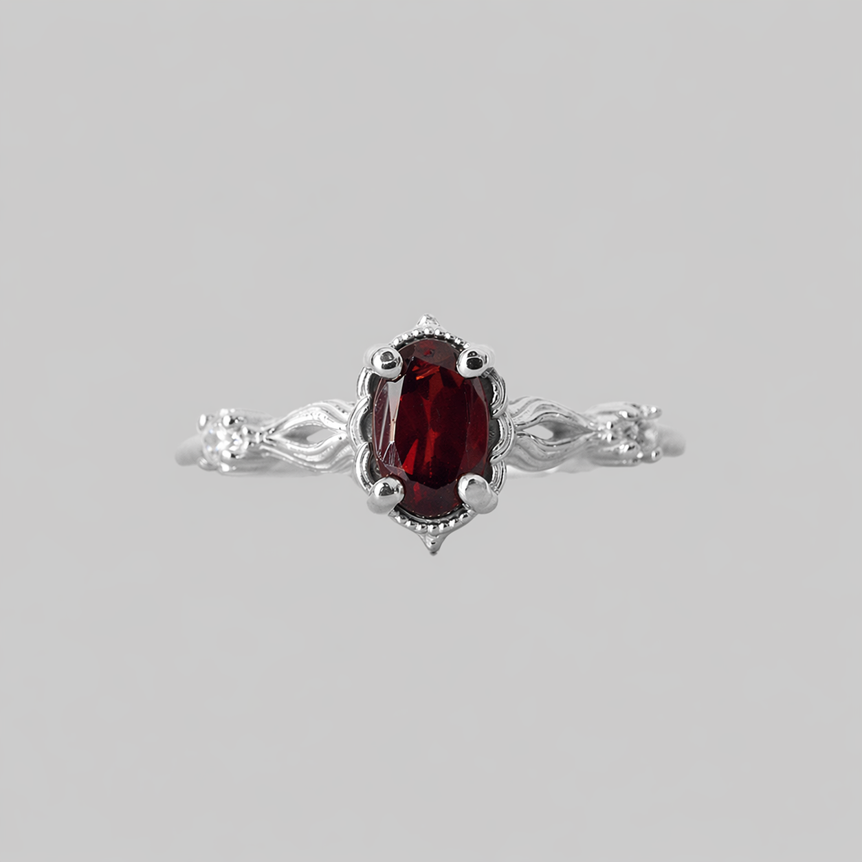 Mariana Flame Garnet Ring in Sterling Silver