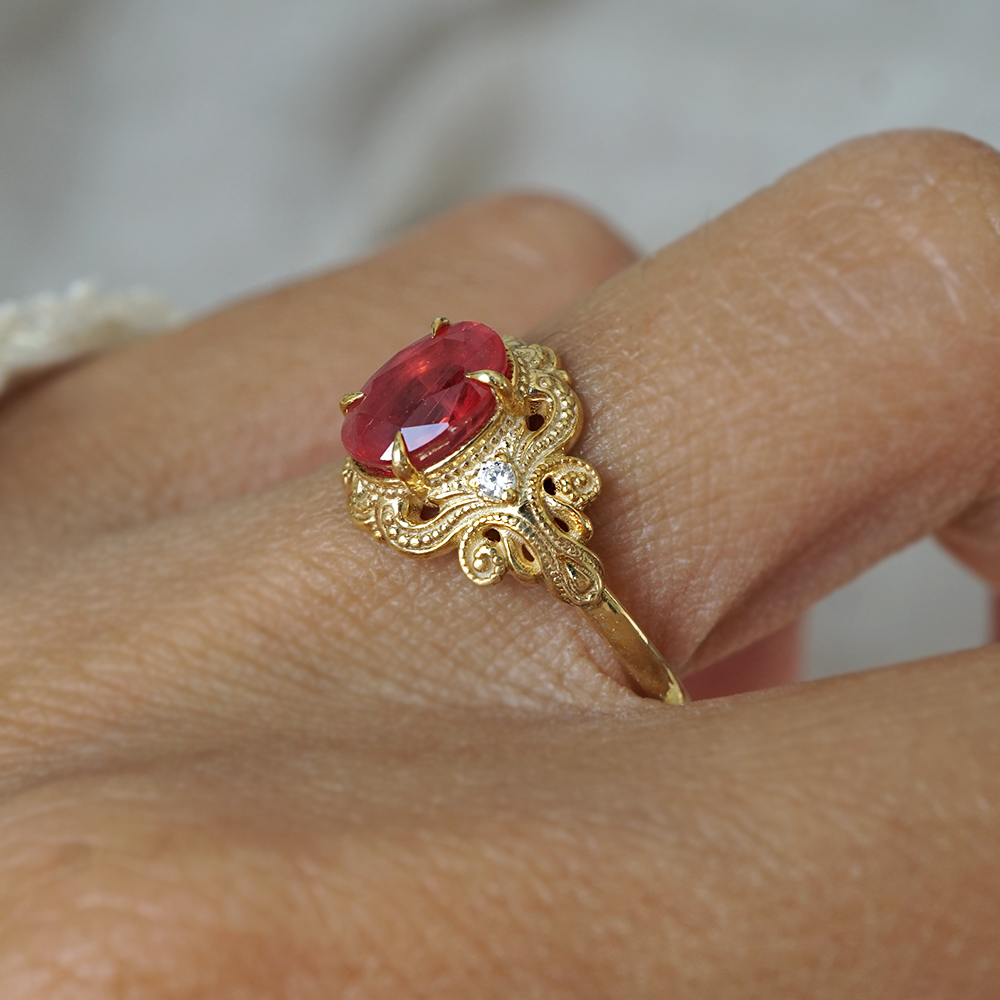 One Of A Kind: Cœur d'Ambre Orange Sapphire Ring in 14K and 18K Gold