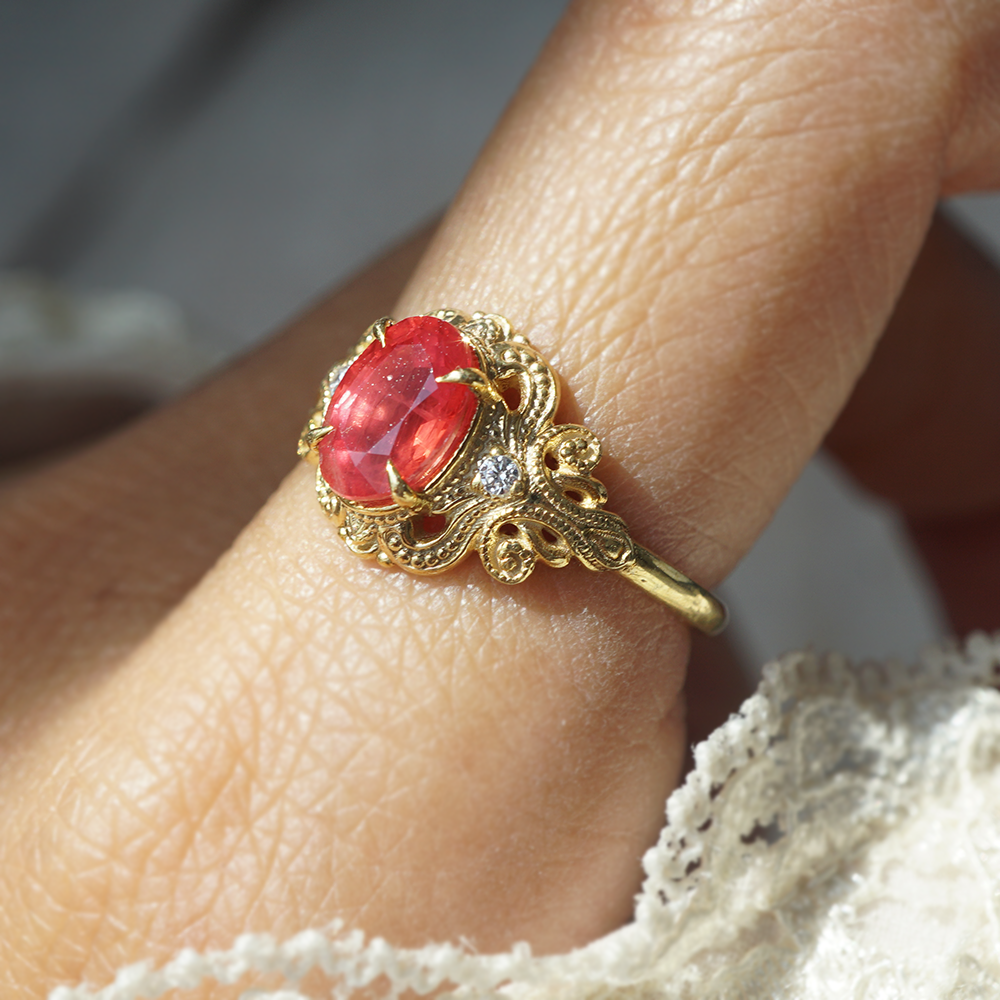 One Of A Kind: Cœur d'Ambre Orange Sapphire Ring in 14K and 18K Gold
