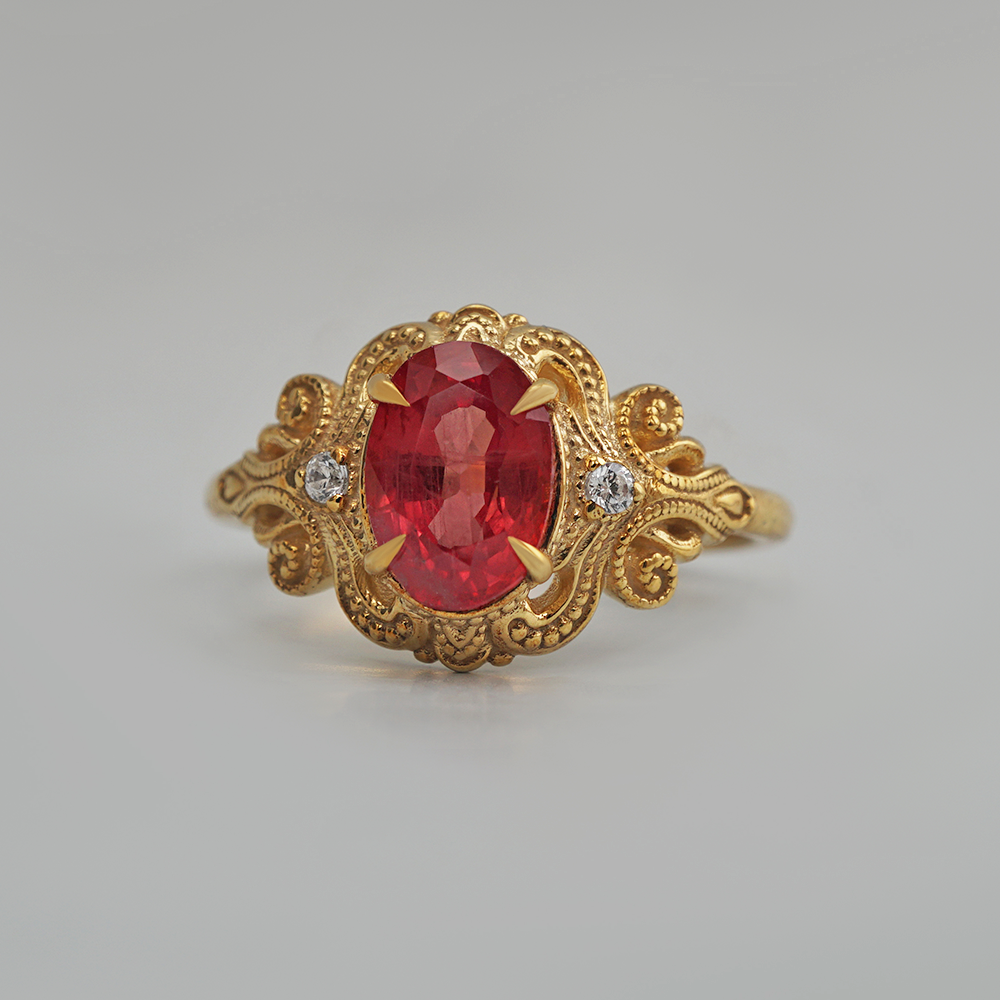 One Of A Kind: Cœur d'Ambre Orange Sapphire Ring in 14K and 18K Gold
