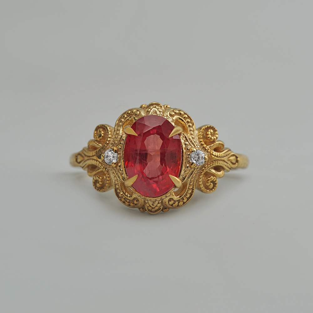 One Of A Kind: Cœur d'Ambre Orange Sapphire Ring in 14K and 18K Gold