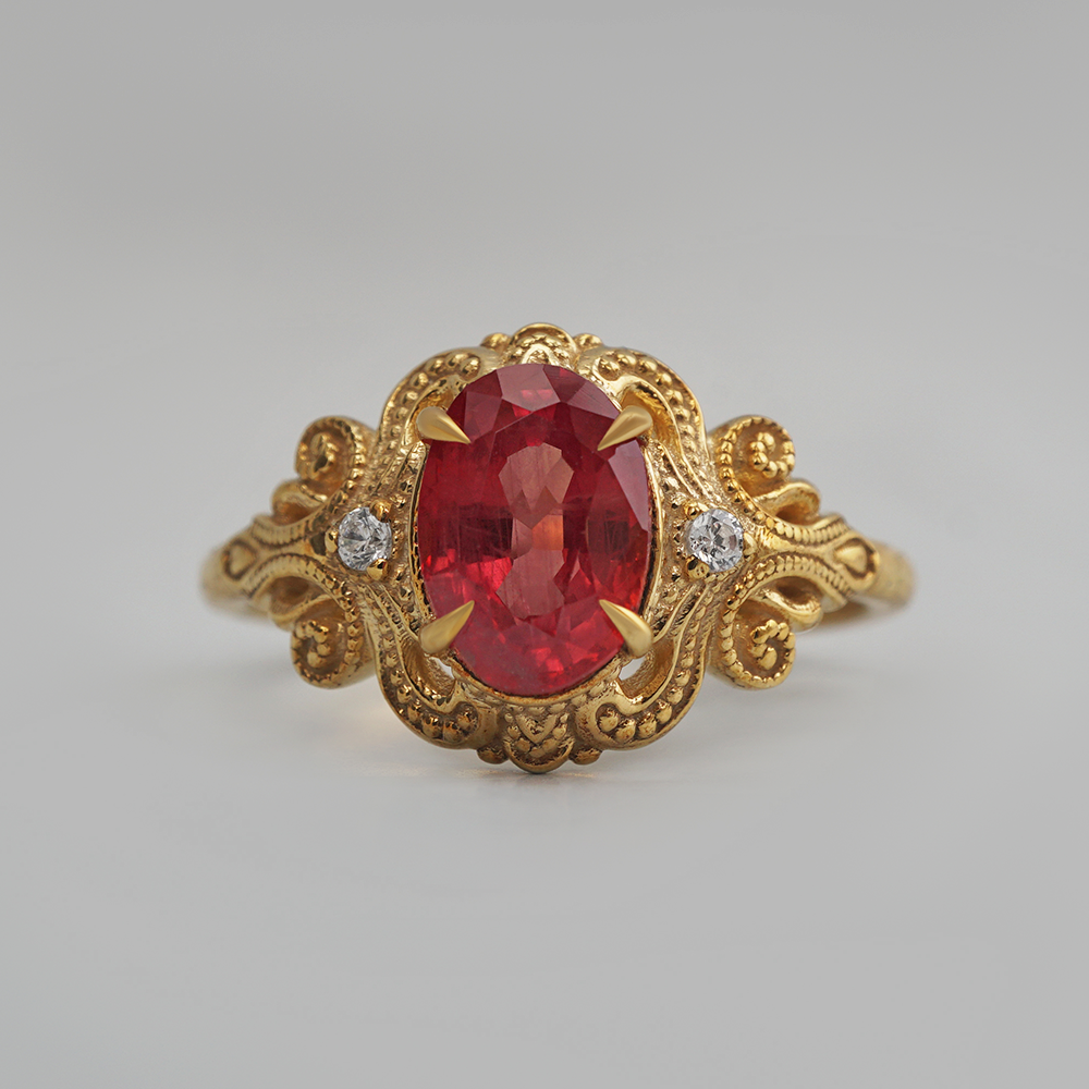 One Of A Kind: Cœur d'Ambre Orange Sapphire Ring in 14K and 18K Gold