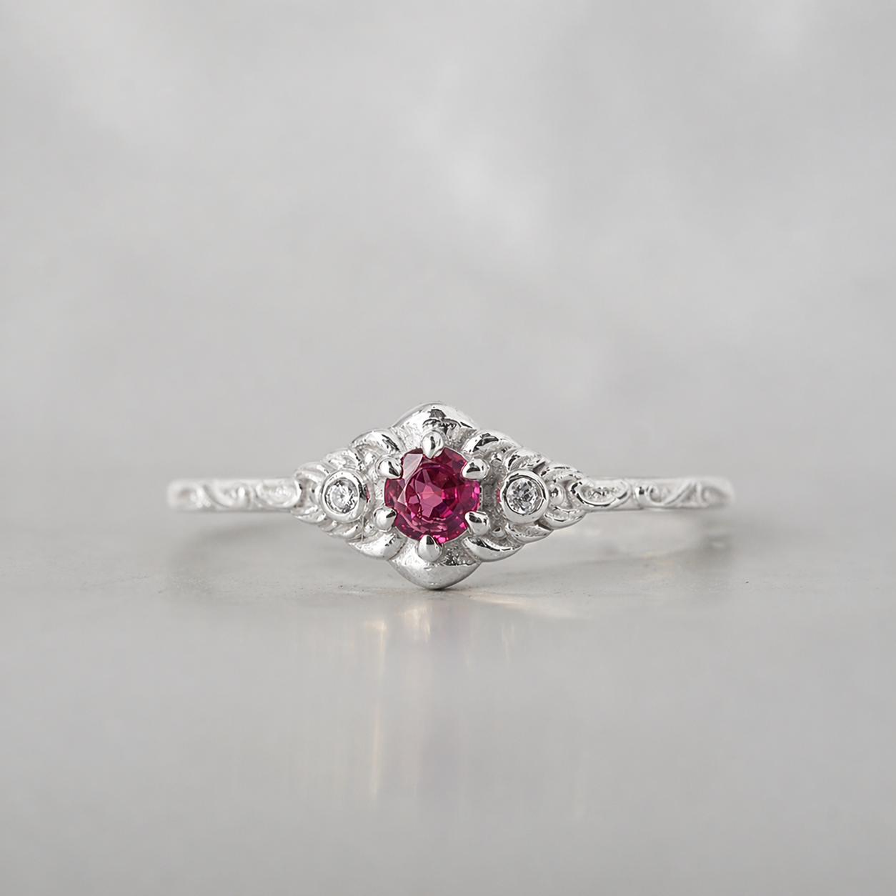 Crimson Ruby Ring in Sterling Silver