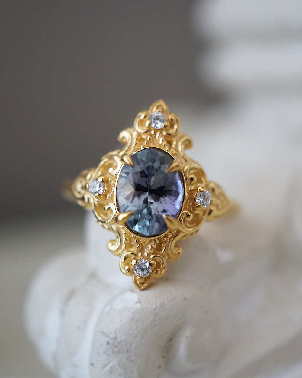 One Of A Kind: Mermaid Tanzanite Diamond Ring in 14K and 18K Gold