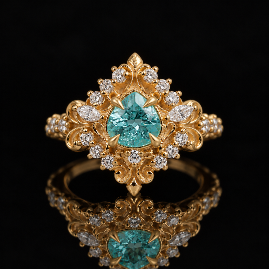 One Of A Kind: Grotta Azzurra Paraiba Tourmaline Ring in 14K and 18K Gold