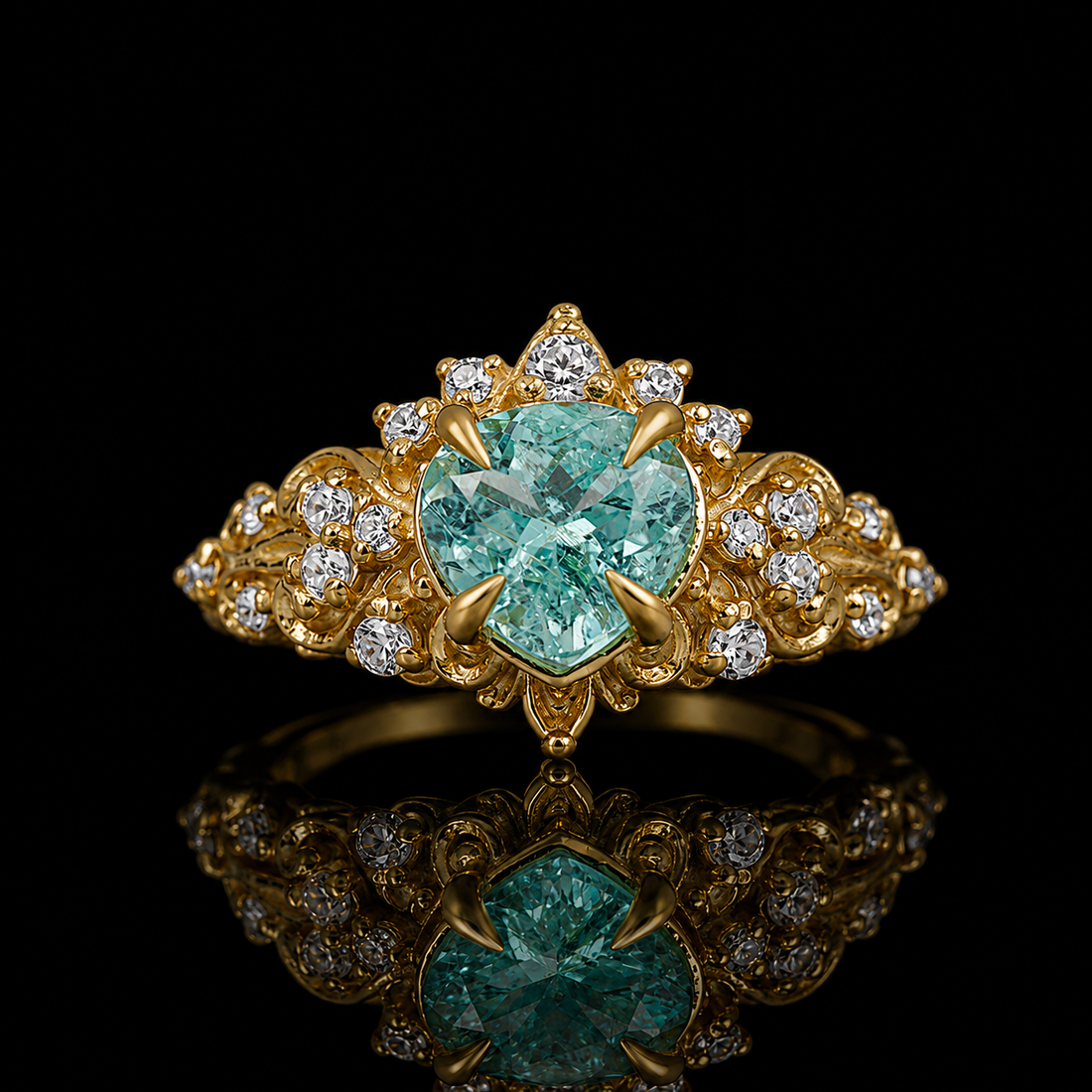 One Of A Kind: Heart Of The Reef Paraiba Tourmaline Ring in 14K and 18K Gold