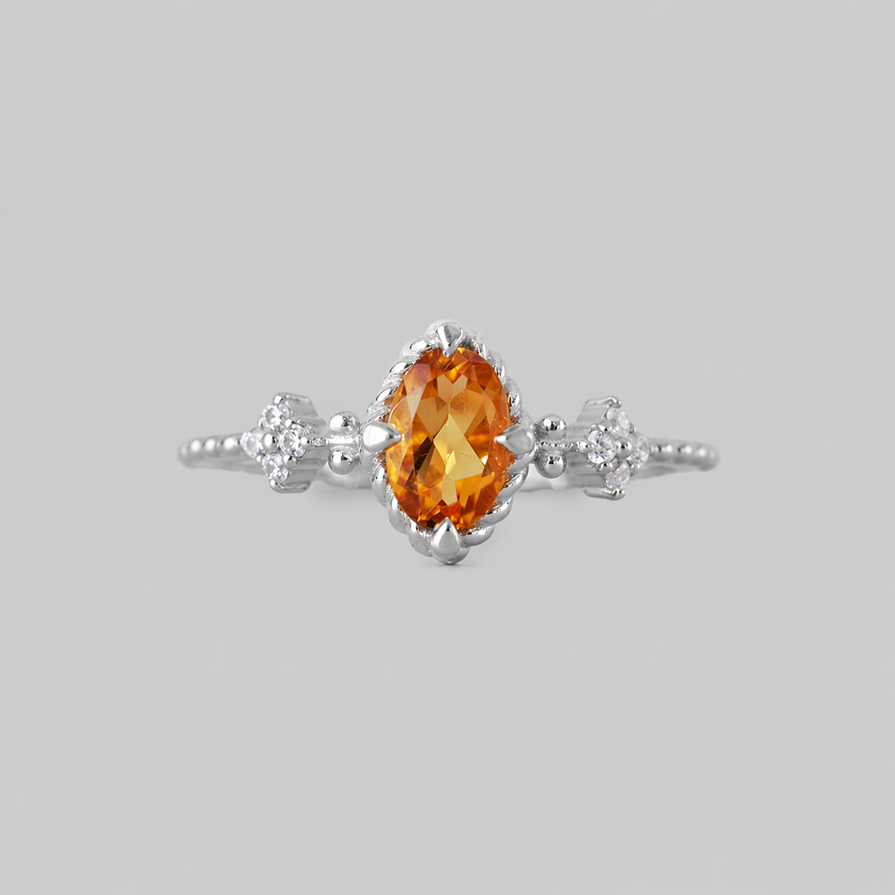 Oval Citrine HoneyDrop Ring in Sterling Silver