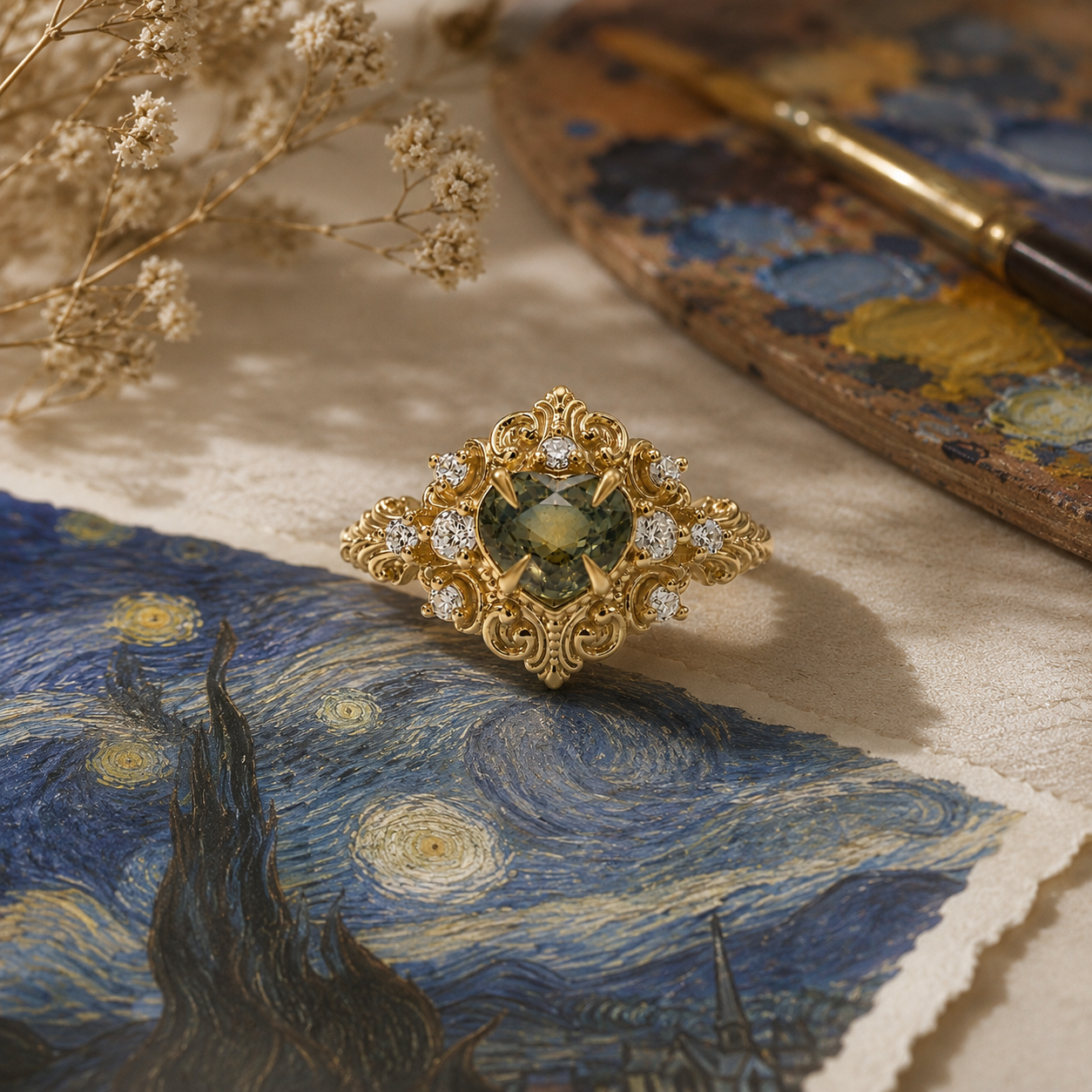 One Of A Kind: Heart Of Provence Bicolor Sapphire Heart Ring in 14K and 18K Gold