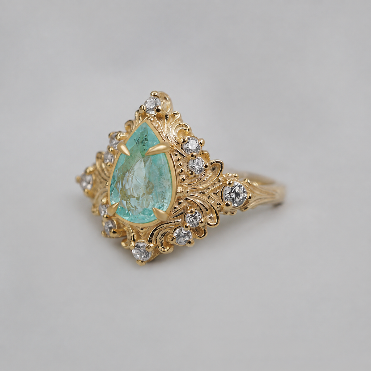One Of A Kind: Luce Marina Paraiba Tourmaline Ring in 14K and 18K Gold