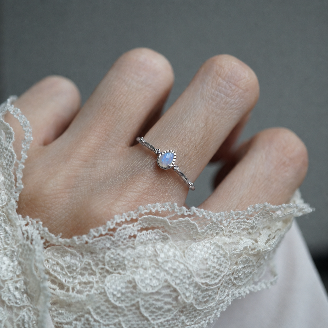 Opal Mist Diamond Ring in Sterling Silver