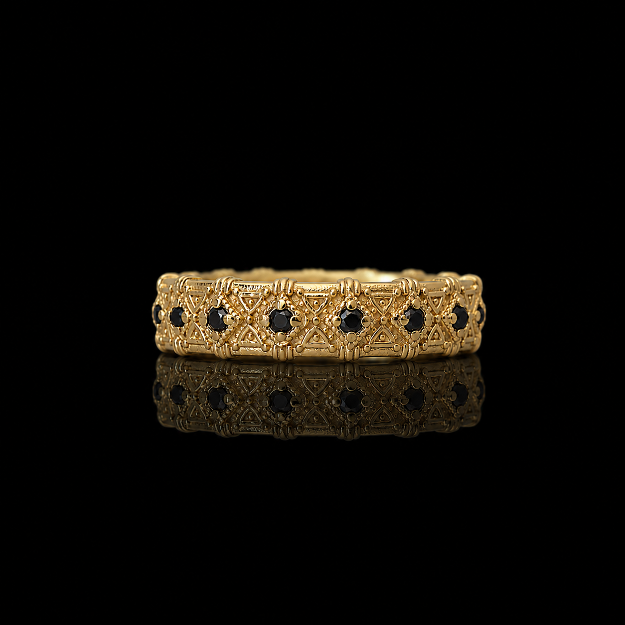 Black Diamond Regent Ring in 14K and 18K Gold, 5mm