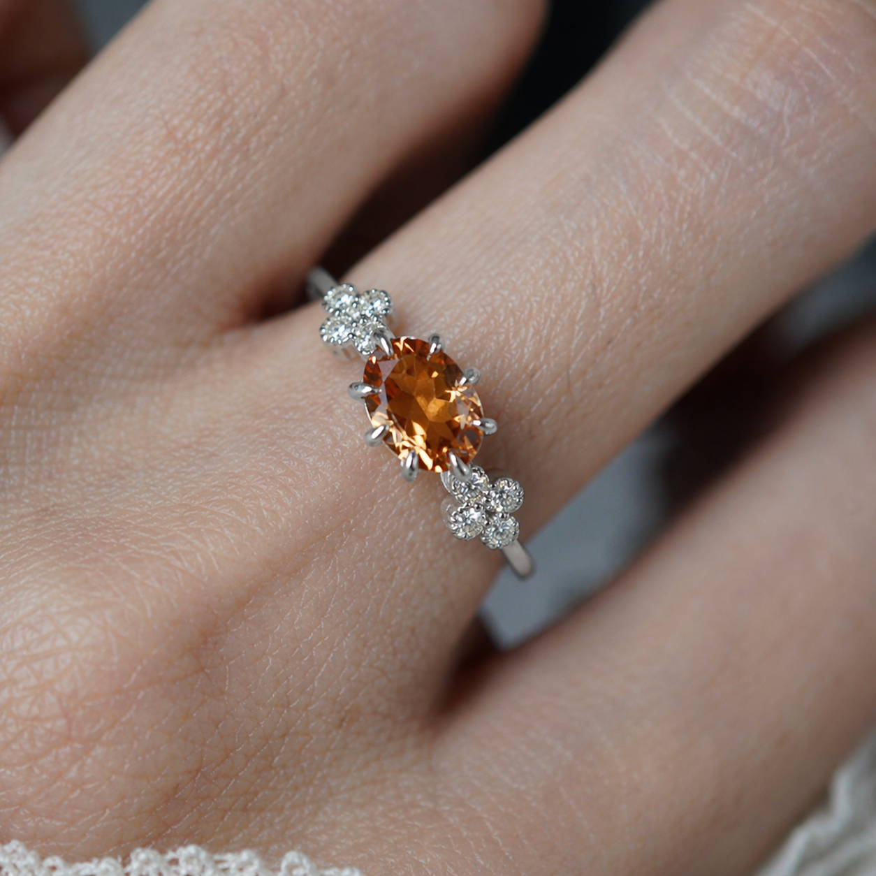 Oval Citrine Solaris Ring in Sterling Silver