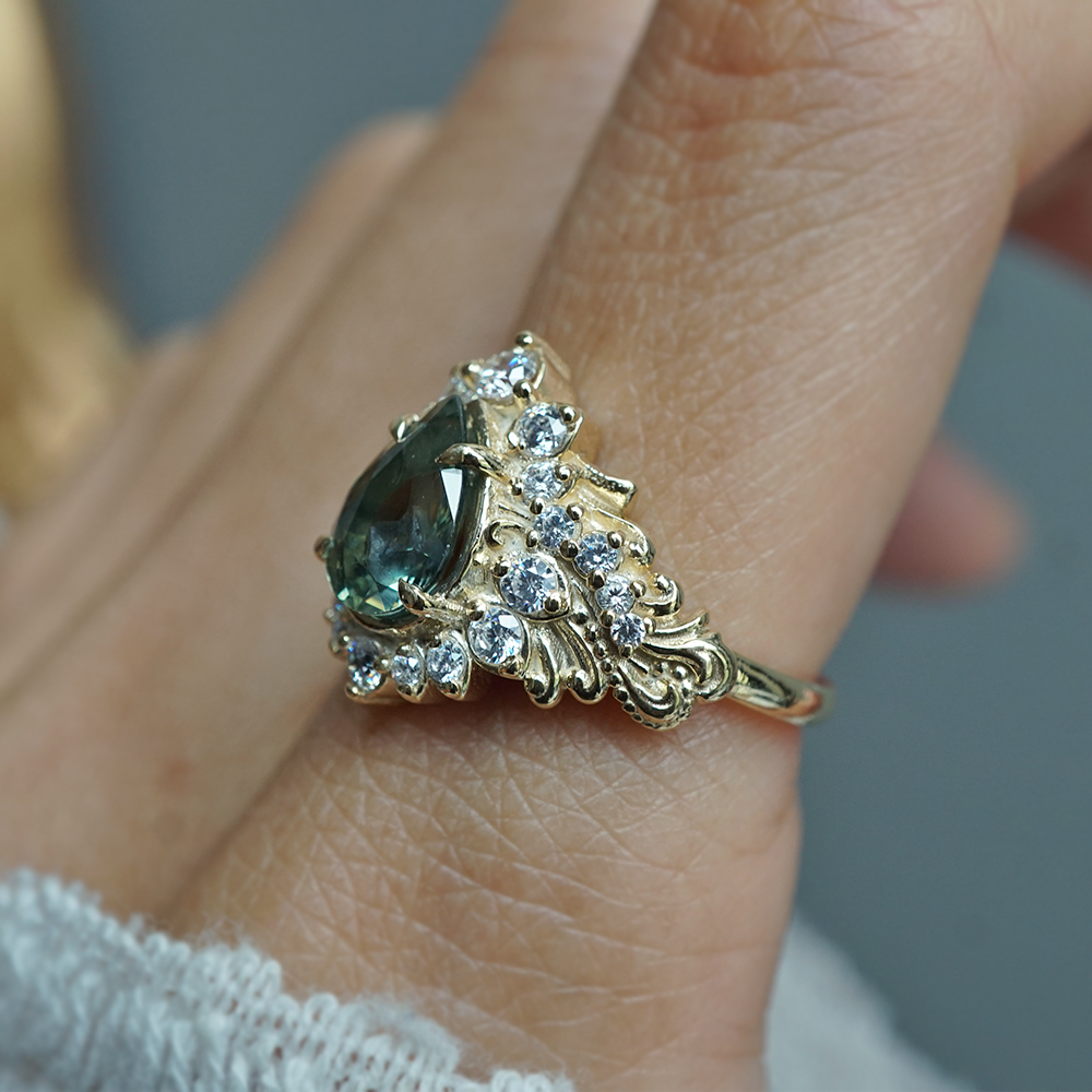 One Of A Kind: After The Storm Bi-Color Sapphire Diamond Ring in 14K and 18K Gold