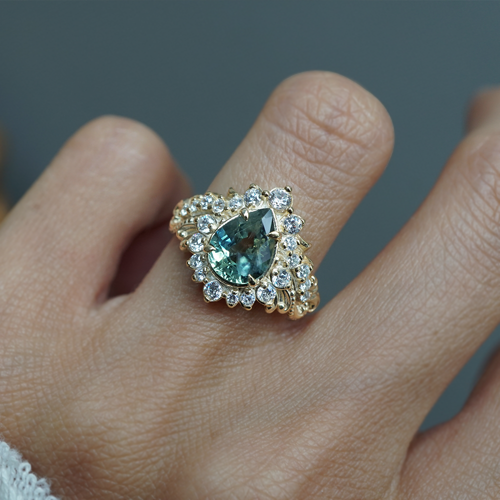 One Of A Kind: After The Storm Bi-Color Sapphire Diamond Ring in 14K and 18K Gold
