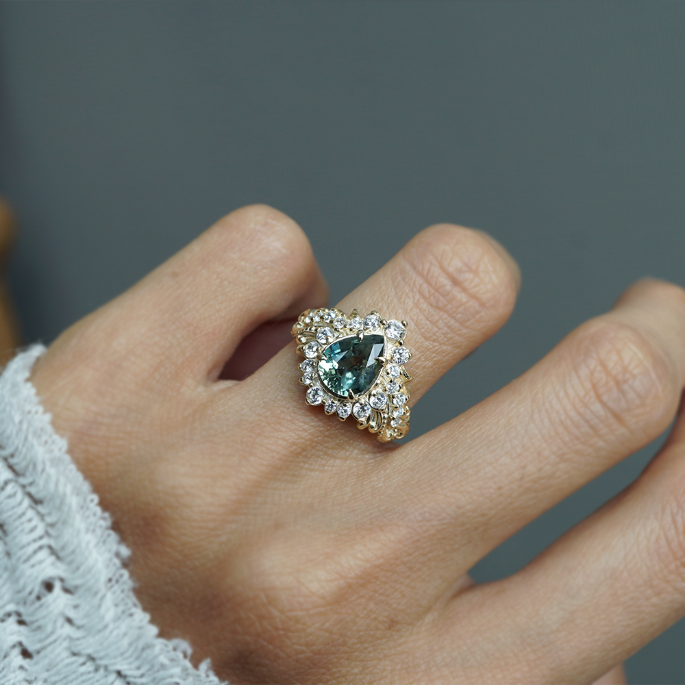 One Of A Kind: After The Storm Bi-Color Sapphire Diamond Ring in 14K and 18K Gold