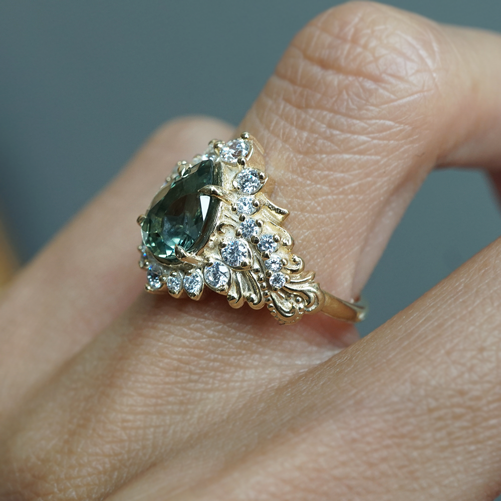 One Of A Kind: After The Storm Bi-Color Sapphire Diamond Ring in 14K and 18K Gold