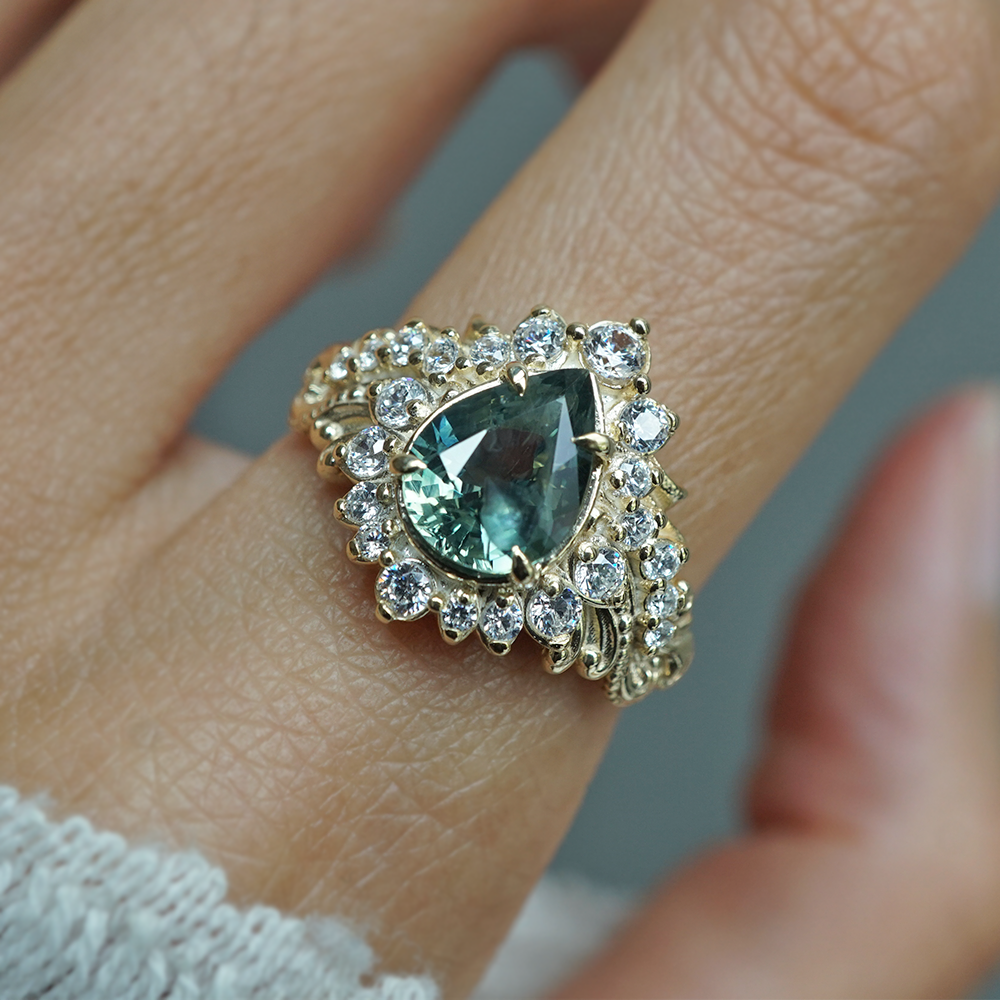 One Of A Kind: After The Storm Bi-Color Sapphire Diamond Ring in 14K and 18K Gold
